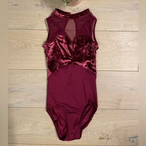 New Custom-made Dark Red Velvet Ballet Leotard